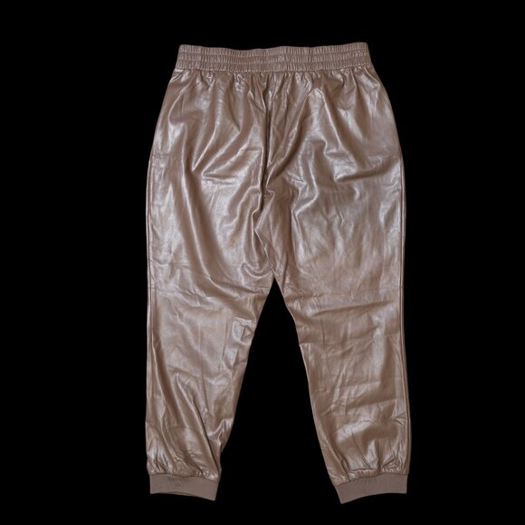 DKNY Jeans Faux Leather Joggers High Rise 2 Pockets Elastic Waist 2 Colors Sz XL - Picture 13 of 14